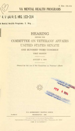 VA mental health programs : hearing before the Committee on Veterans' Affairs, United States Senate, One Hundred Third Congress, first session, August 3, 1993_cover