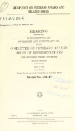 Viewpoints on Veterans Affairs and related issues : hearing before the Subcommittee on Oversight and Investigations of the Committee on Veterans' Affairs, House of Representatives, One Hundred Third Congress, second session, May 4, 1994_cover