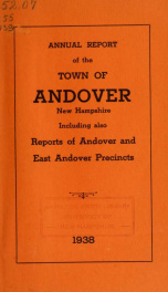 Report by the selectmen of the town of Andover, for the year ending . 1938_cover