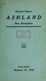 Annual report of the officers of the Town of Ashland 1931_cover