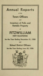 Report of the superintending school committee of Fitzwilliam, for the year ending . 1958_cover