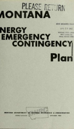 Montana energy emergency contingency plan 1981_cover