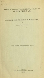 Diary of one of the original colonists of New Glarus, 1845 .._cover