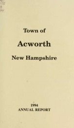 Reports of the officers of the Town of Acworth 1994_cover