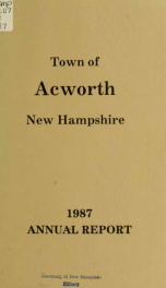 Reports of the officers of the Town of Acworth 1987_cover