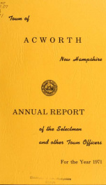 Reports of the officers of the Town of Acworth 1971_cover