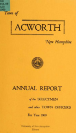 Reports of the officers of the Town of Acworth 1969_cover