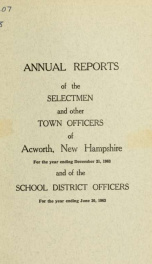 Reports of the officers of the Town of Acworth 1963_cover