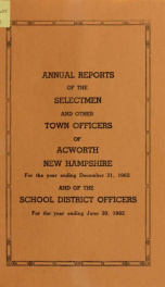 Reports of the officers of the Town of Acworth 1962_cover