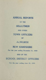 Reports of the officers of the Town of Acworth 1960_cover