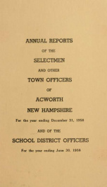 Reports of the officers of the Town of Acworth 1958_cover