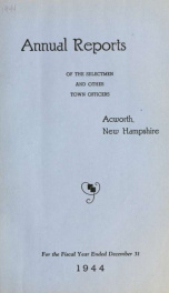 Reports of the officers of the Town of Acworth 1944_cover