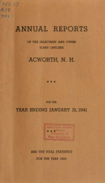 Reports of the officers of the Town of Acworth 1941_cover