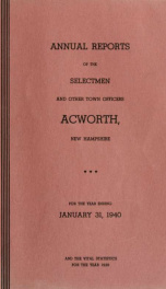 Reports of the officers of the Town of Acworth 1940_cover