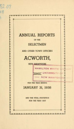 Reports of the officers of the Town of Acworth 1938_cover
