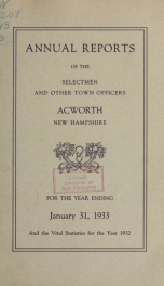 Reports of the officers of the Town of Acworth 1933_cover