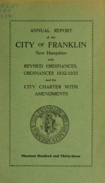 Annual reports of the selectmen, and superintending school committee of the Town of Franklin 1933_cover