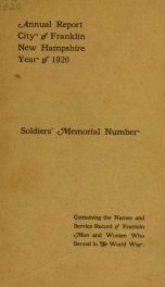 Annual reports of the selectmen, and superintending school committee of the Town of Franklin 1920_cover