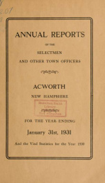 Reports of the officers of the Town of Acworth 1931_cover