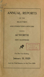 Reports of the officers of the Town of Acworth 1929_cover