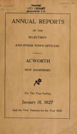 Reports of the officers of the Town of Acworth 1927_cover