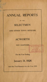 Reports of the officers of the Town of Acworth 1926_cover