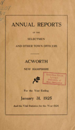 Reports of the officers of the Town of Acworth 1925_cover