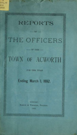 Reports of the officers of the Town of Acworth 1892_cover