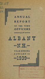 Annual report of the officers of the Town of Albany for the fiscal year ending . 1939_cover