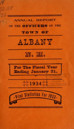 Annual report of the officers of the Town of Albany for the fiscal year ending . 1934_cover
