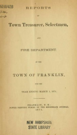 Annual reports of the selectmen, and superintending school committee of the Town of Franklin 1874_cover