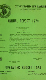 Annual reports of the selectmen, and superintending school committee of the Town of Franklin 1973_cover