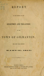 Report of the doings of the selectmen and treasurer of the Town of Gilmanton, for the year ending . 1854_cover