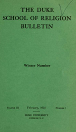 The Duke School of Religion bulletin [serial] 3(1-3), 1938_cover