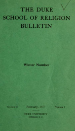 The Duke School of Religion bulletin [serial] 2(1-3), 1937_cover