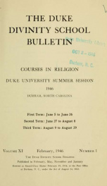 The Duke Divinity School bulletin [serial] 11(1-4), 1946-47_cover