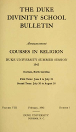 The Duke Divinity School bulletin [serial] 8(1-4), 1943-44_cover