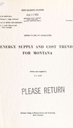 Energy supply and cost trends for Montana : report to the 1977 Legislature 1976_cover