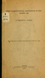 First constitutional convention in Wisconsin, 1846_cover