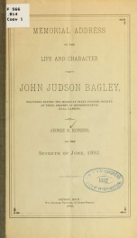 Memorial address on the life and character of John Judson Bagley_cover