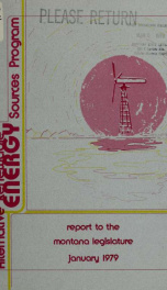 Alternative renewable energy sources program, report to the Montana Legislature 1979_cover