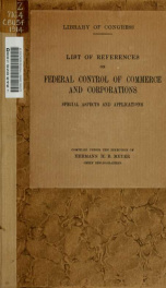 List of references on Federal control of commerce and corporations : special aspects and applications_cover