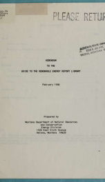 Addendum to the Guide to the renewable energy report library 1986_cover