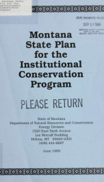 Montana State plan for the institutional conservation program 1989_cover