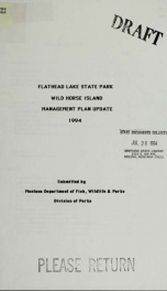 Flathead Lake State Park, Wild Horse Island management plan update, 1994 1994_cover