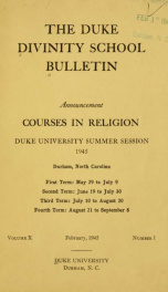 The Duke Divinity School bulletin [serial] 10(1-4), 1945-46_cover