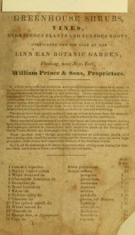 Periodical catalogue of greenhouse shrubs, vines, herbaceous plants, and bulbous roots : cultivated and for sale at the Linn©an Botanic Garden, Flushing, near New-York_cover