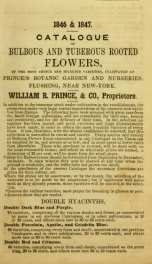 Catalogue of bulbous and tuberous rooted flowers, of the most choice and splendid varieties : cultivated at Prince's Botanic Garden and Nurseries, Flushing, near New-York_cover