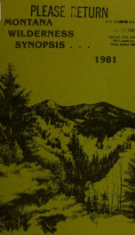 Montana wilderness synopsis-- 1981 1981_cover