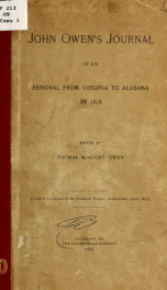 John Owen's journal of his removal from Virginia to Alabama in 1818_cover